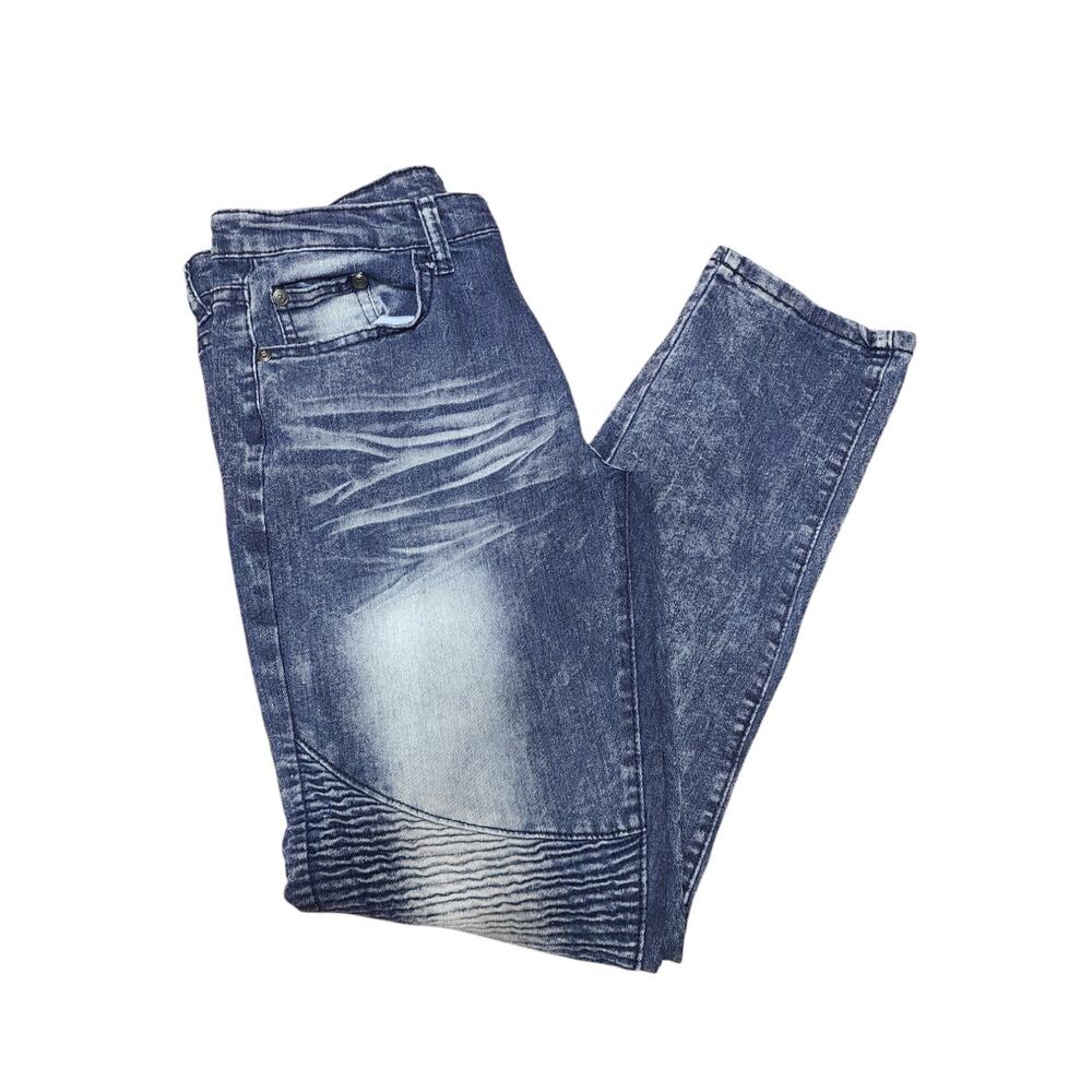 Youth Skinny Stretch Acid Wash Moto Jeans Mecca Since Day 1 Sz 16 - Picture 3 of 10